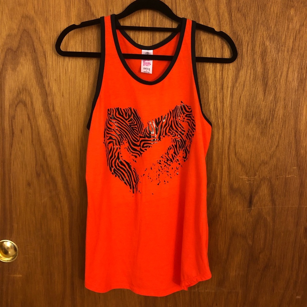 Zumba Fierce Red Tiger Print Heart Tank, Size L